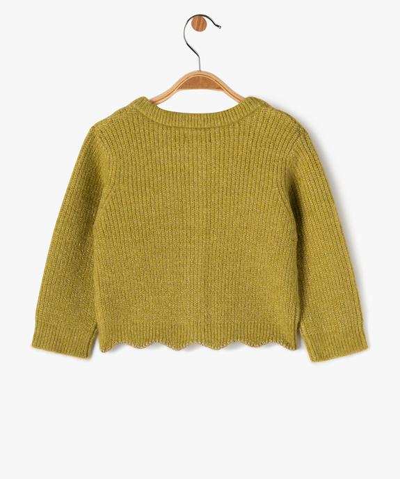 Gilet en grosse maille pailletée et finition fantaisie bébé fille vue3 - GEMO(BEBE DEBT) - GEMO