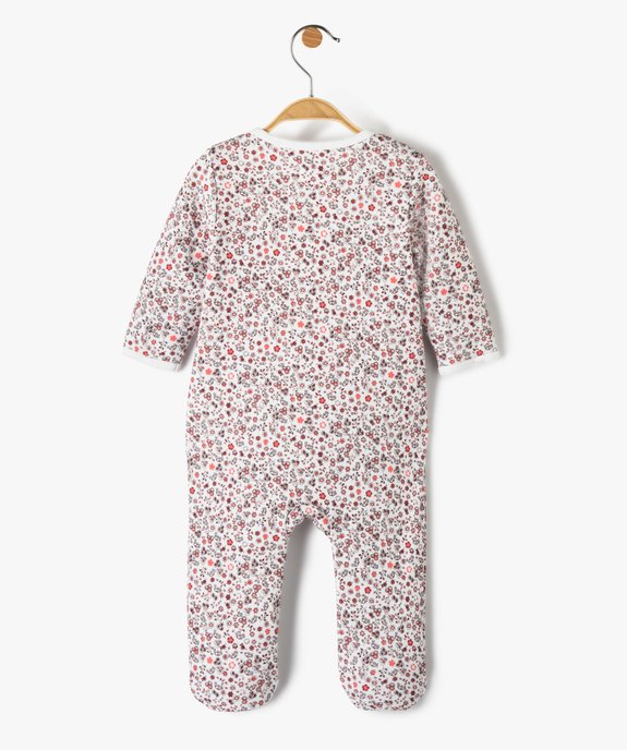 Pyjama bébé en molleton doublé polaire à fleurs et ouverture ventrale vue4 - GEMO(BB COUCHE) - GEMO
