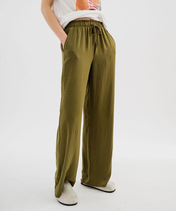 Pantalon ample en satin froissé femme vue2 - GEMO 4G FEMME - GEMO