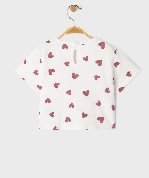 Tee-shirt manches courtes en maille texturée bébé fille vue3 - GEMO 4G BEBE - GEMO