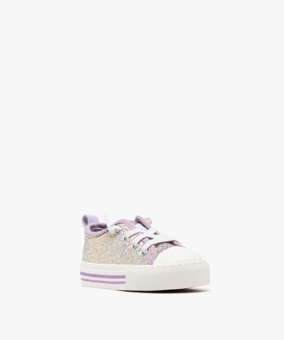 Baskets basses pailletées à lacets élastiques bébé fille vue2 - LOVELY WINGS - GEMO