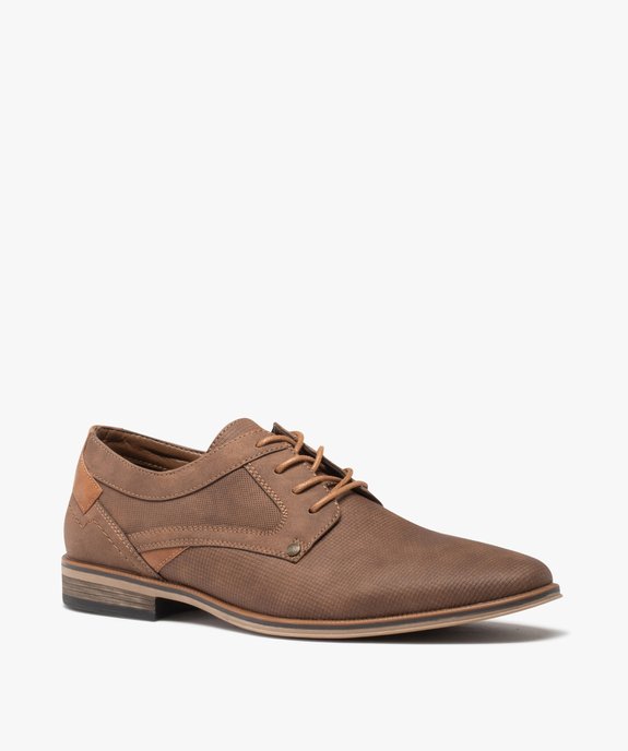 Derbies homme unis dessus texturé vue2 - GEMO(URBAIN) - GEMO