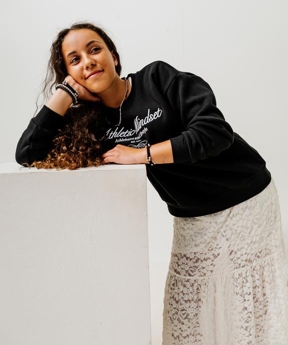 Sweat molletonné avec message brodé fille vue6 - GEMO 4G FILLE - GEMO