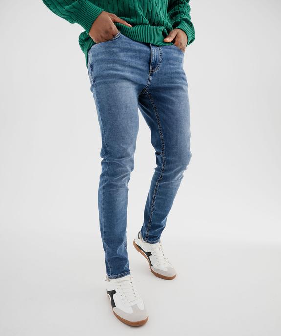 Jean Slim délavé en coton stretch homme vue1 - GEMO (HOMME) - GEMO