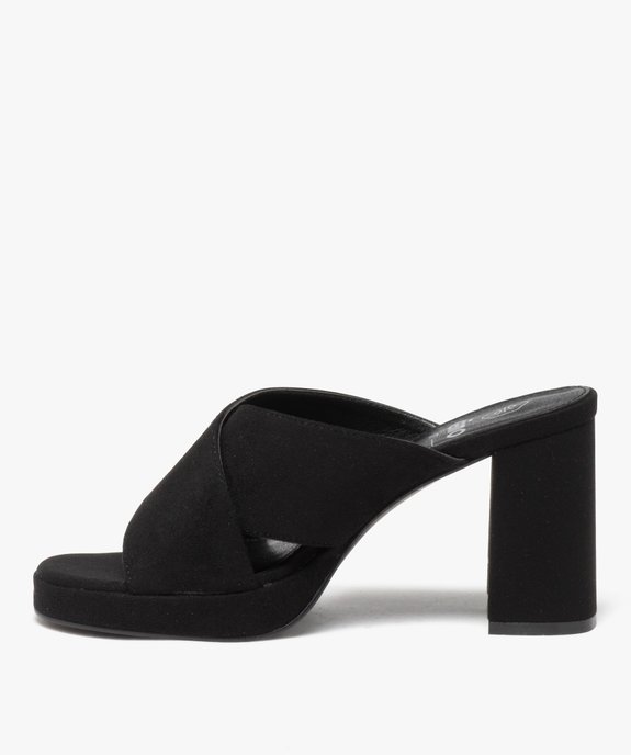 Mules femme à talon haut unies en suédine et à brides croisées vue3 - GEMO(URBAIN) - GEMO