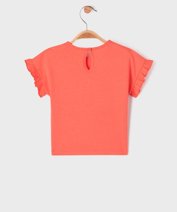 Tee-shirt manches courtes avec motif et volants bébé fille vue4 - GEMO 4G BEBE - GEMO