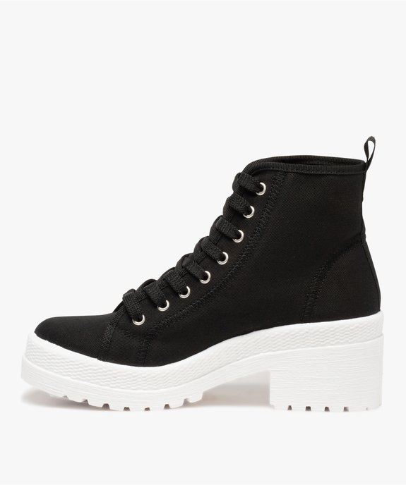 Tennis femme mid-cut en toile unie à talon et semelle crantée vue3 - GEMO (SPORTSWR) - GEMO