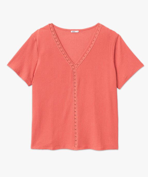 Tee-shirt à manches courtes et col V femme grande taille vue4 - GEMO (G TAILLE) - GEMO