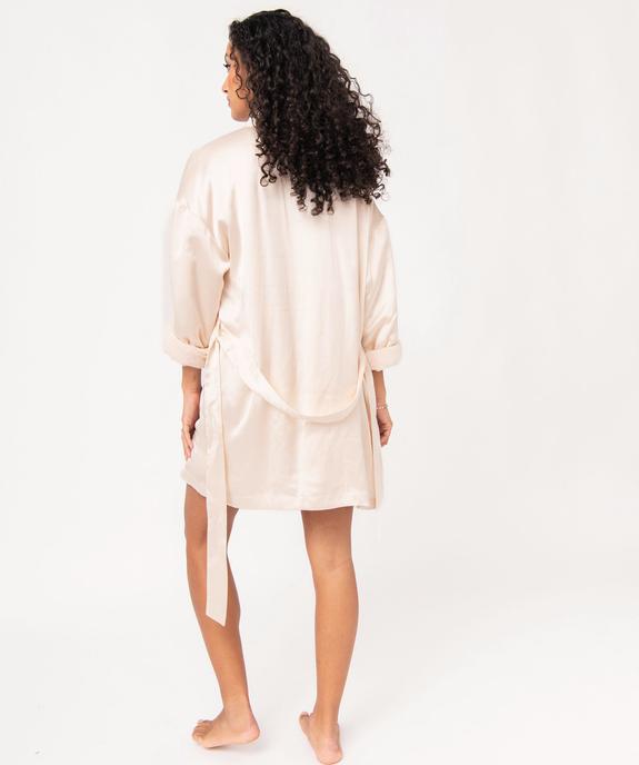 Peignoir en satin avec doublure peluche femme vue4 - GEMO(HOMWR FEM) - GEMO
