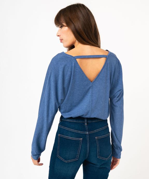 Tee-shirt à manches longues à double col V femme vue3 - GEMO(FEMME PAP) - GEMO