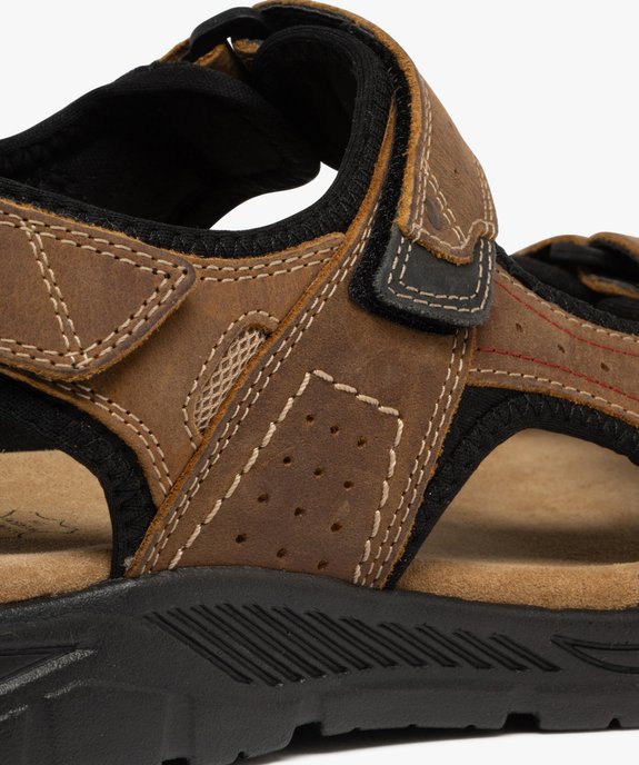 Sandales confort en cuir fermeture 3 scratchs homme vue6 - G'FLEX - GEMO