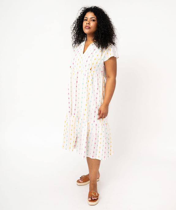 Robe grande taille à manches courtes et broderies femme vue1 - GEMO (G TAILLE) - GEMO