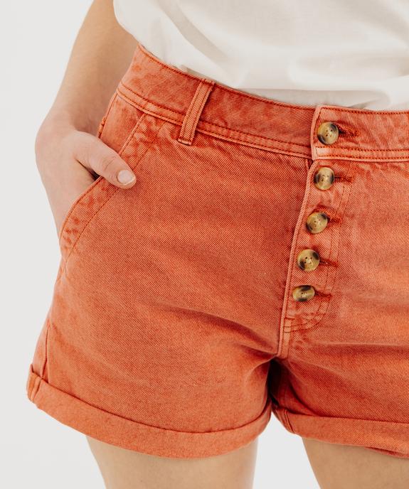 Short en twill ample taille haute à boutons femme vue3 - GEMO 4G FEMME - GEMO