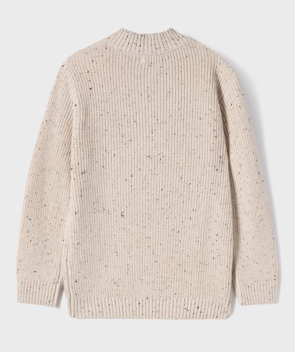 Pull en maille côtelée avec col montant zippé garçon vue4 - GEMO (ENFANT) - GEMO
