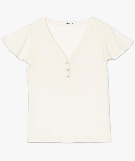 Tee-shirt femme manches courtes effet volant vue4 - GEMO(FEMME PAP) - GEMO