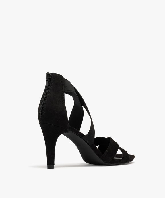 Sandales à talon aiguille en suédine à brides élastiques femme vue4 - VALENTINA BALDA - GEMO