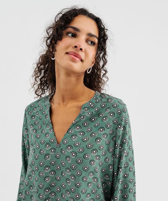 Blouse imprimée à col V et poignets froncés femme vue2 - GEMO 4G FEMME - GEMO