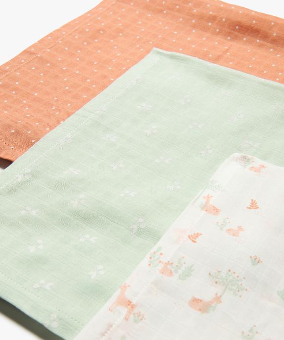 Lange à motifs en gaze de coton bébé (lot de 3) vue2 - GEMO(BB COUCHE) - GEMO