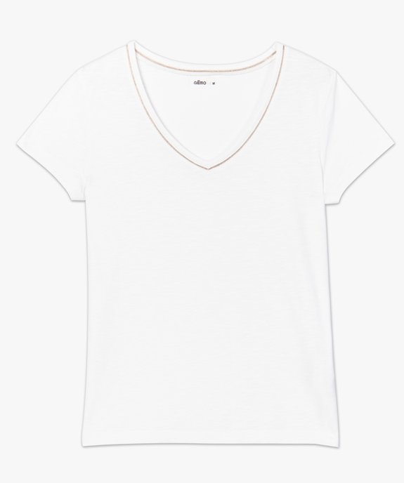 Tee-shirt femme avec grand col V fantaisie vue4 - GEMO(FEMME PAP) - GEMO