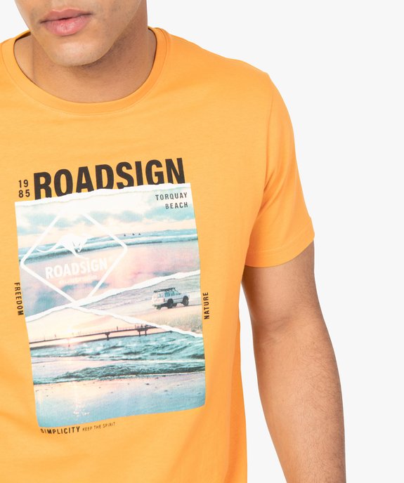 Tee-shirt homme à manches courtes imprimé nature - Roadsign vue2 - ROADSIGN - GEMO