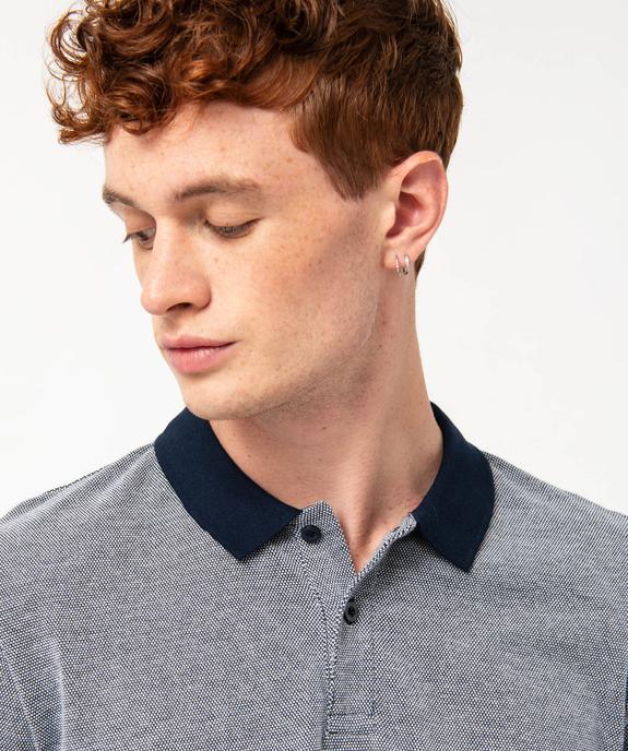 Polo à manches longues en maille piquée bicolore homme vue2 - GEMO (HOMME) - GEMO