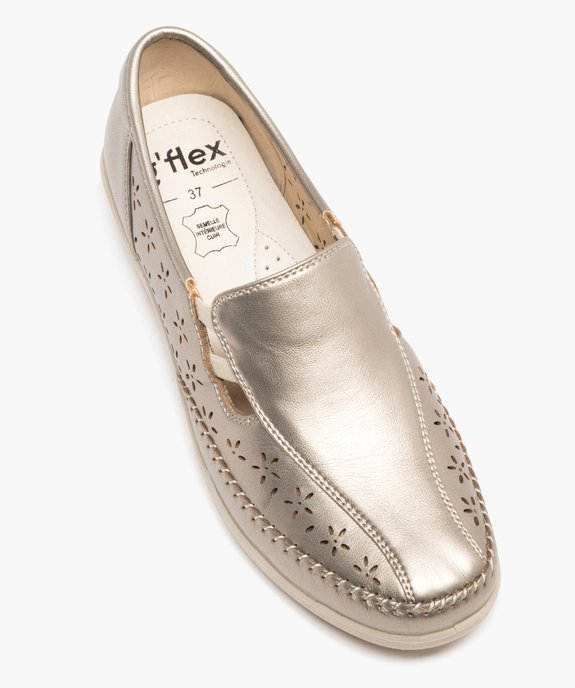 Mocassins femme confort unis métallisés et ajourés à semelle compensée vue11 - G'FLEX - GEMO