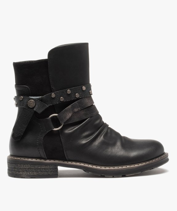 Boots femme plates dessus drapé et brides décoratives vue1 - GEMO (CASUAL) - GEMO