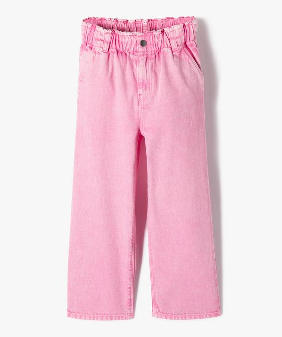 Jean wide leg avec ceinture élastique ajustable fille vue3 - GEMO (ENFANT) - GEMO