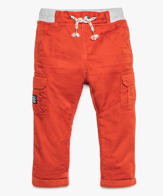 Pantalon coupe cargo doublé avec taille élastique bébé garçon  vue1 - GEMO(BEBE DEBT) - GEMO