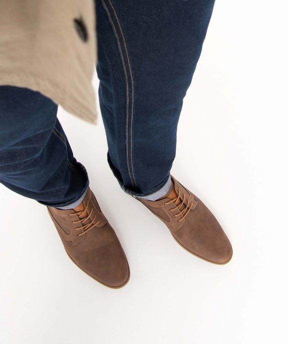 Derbies homme unis dessus texturé vue1 - GEMO(URBAIN) - GEMO