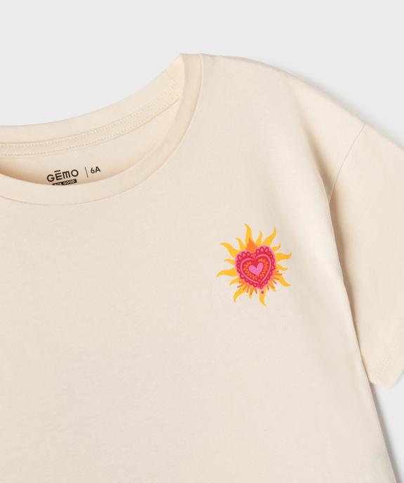 Tee-shirt manches courtes imprimé devant et dos fille  vue3 - GEMO 4G FILLE - GEMO