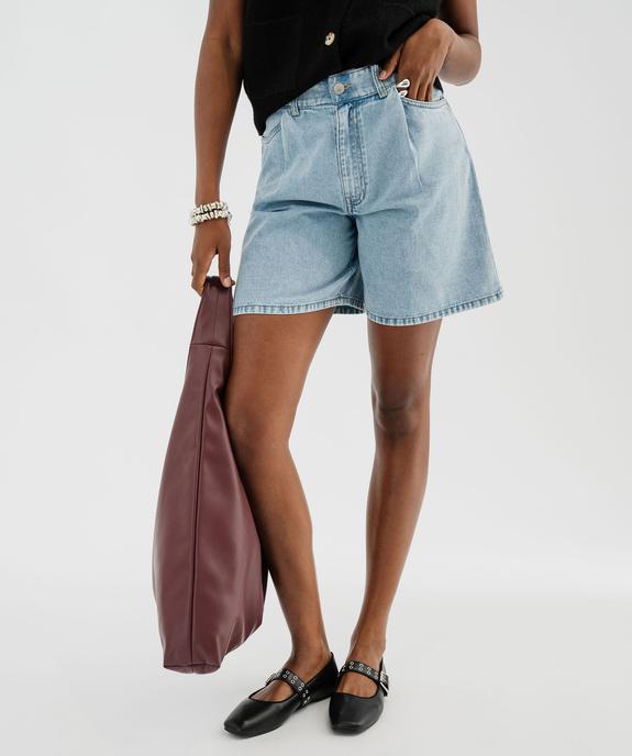 Bermuda en jean ample taille haute femme vue1 - GEMO(FEMME PAP) - GEMO