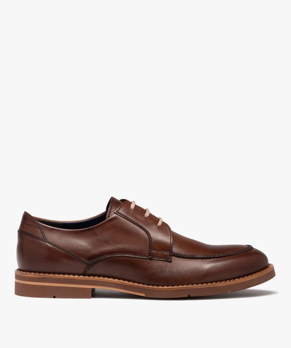 Derbies homme dessus cuir uni à semelle bicolore - Tanéo vue1 - TANEO - GEMO