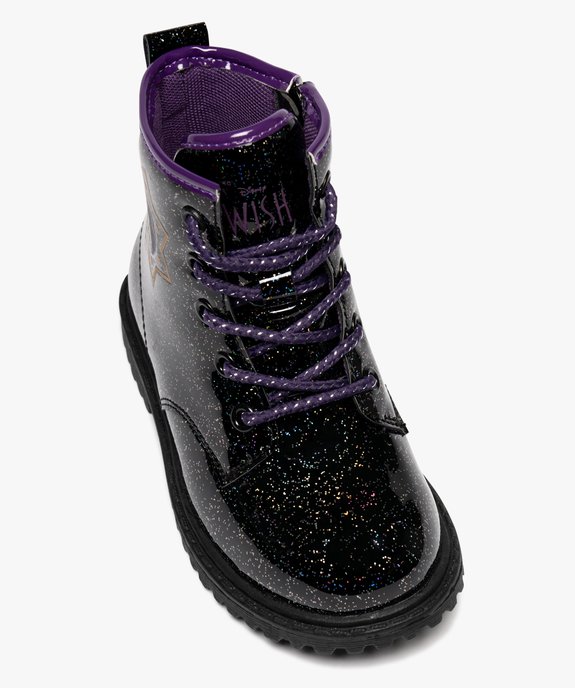 Boots fille vernies à paillettes avec zip intérieur et lacets Wish - Disney vue5 - WISH - GEMO