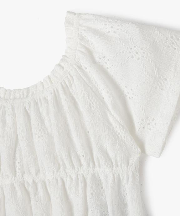 Blouse à manches courtes ajourée à finitions froncées fille vue3 - GEMO (ENFANT) - GEMO