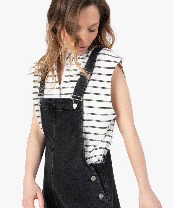 Robe femme salopette en toile denim - LuluCastagnette vue2 - LULUCASTAGNETTE - GEMO