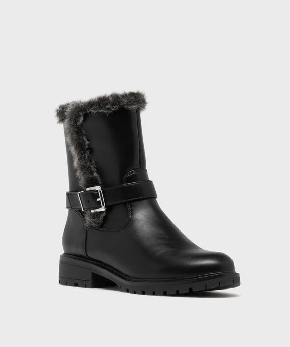 Boots motardes à ourlet fourrure imitation femme vue2 - VALENTINA BALDA - GEMO