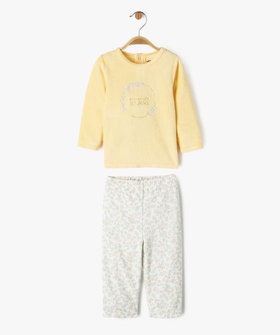 Pyjama en velours 2 pièces à motifs fleuris bébé fille vue1 - GEMO 4G BEBE - GEMO