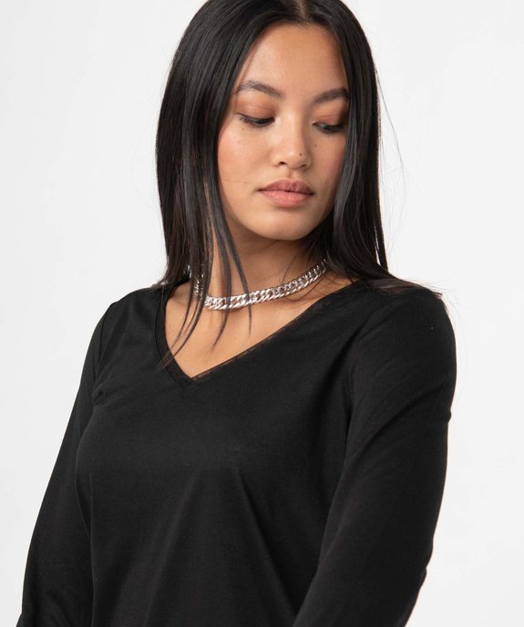 Tee-shirt femme à manches longues avec tulle dans le haut du dos vue2 - GEMO 4G FEMME - GEMO
