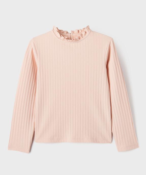 Tee-shirt manches longues avec col rond froncé fille vue3 - GEMO 4G FILLE - GEMO