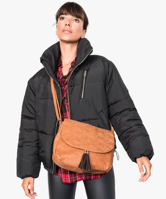 Sac femme forme besace avec dessus texturé vue4 - GEMO (ACCESS) - GEMO