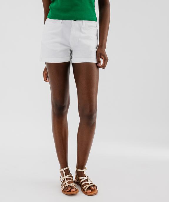 Short en coton stretch avec revers cousus femme vue6 - GEMO 4G FEMME - GEMO
