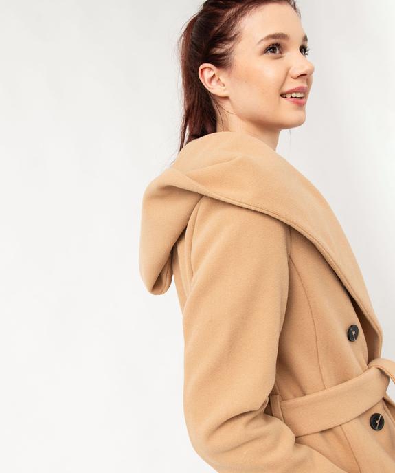 Manteau mi-long à grand col capuche femme vue6 - GEMO(FEMME PAP) - GEMO