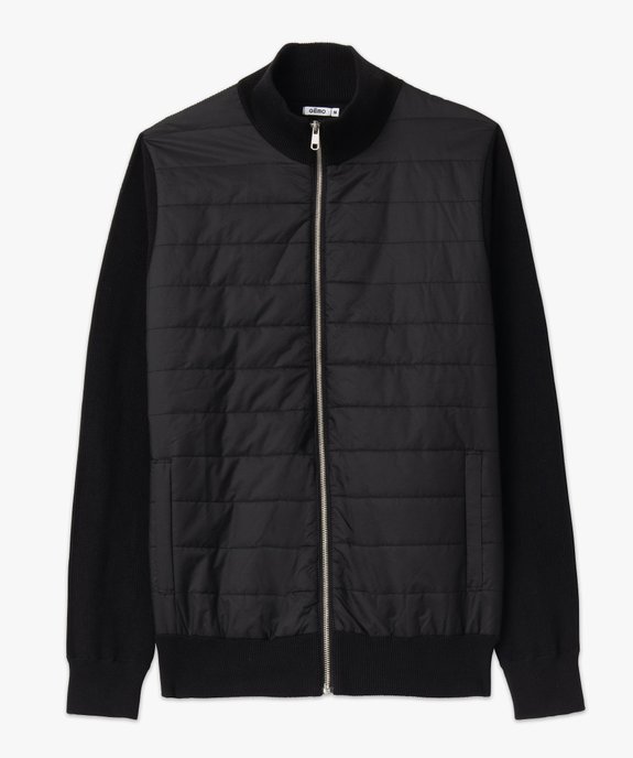 Gilet zippé bimatière à col montant homme vue4 - GEMO (HOMME) - GEMO