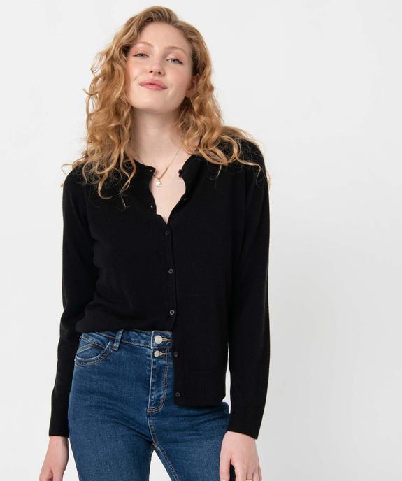 Gilet à col rond en maille fine femme vue1 - GEMO (MAILLE) - GEMO