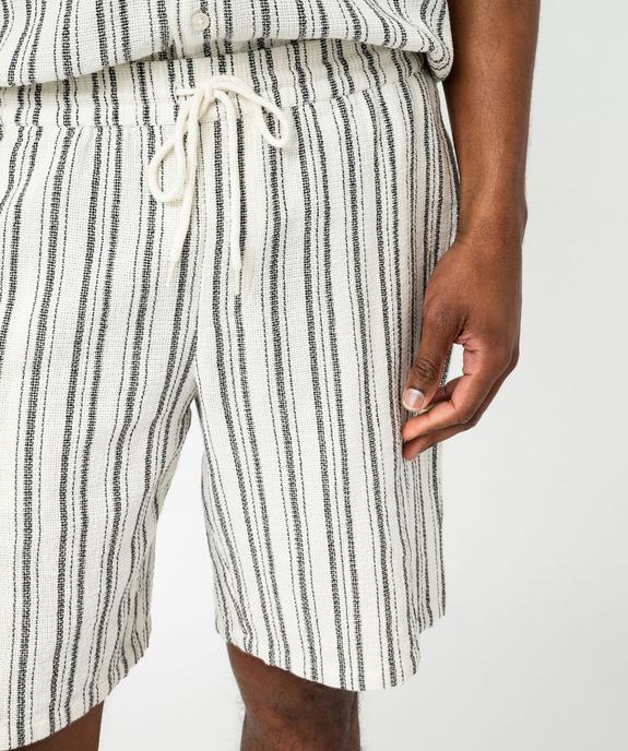 Bermuda en coton tissé à rayures homme vue2 - GEMO (HOMME) - GEMO