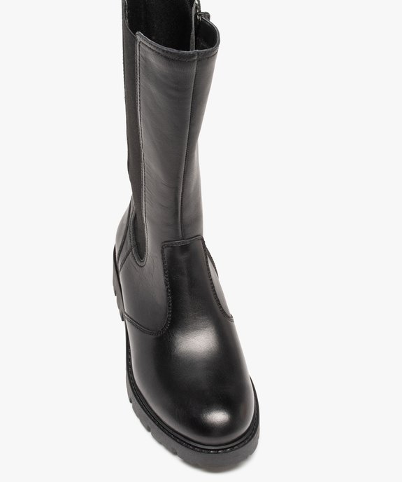 Bottes fille dessus cuir uni à semelle crantée - Tanéo vue5 - TANEO - GEMO