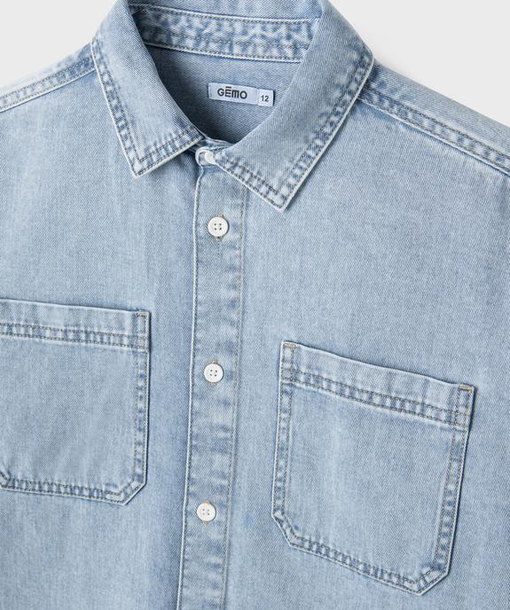 Chemise en jean délavé à poches poitrine garçon vue3 - GEMO (JUNIOR) - GEMO