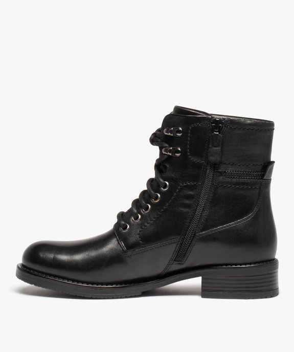 Boots femme à lacets dessus cuir uni - Tanéo vue4 - TANEO - GEMO