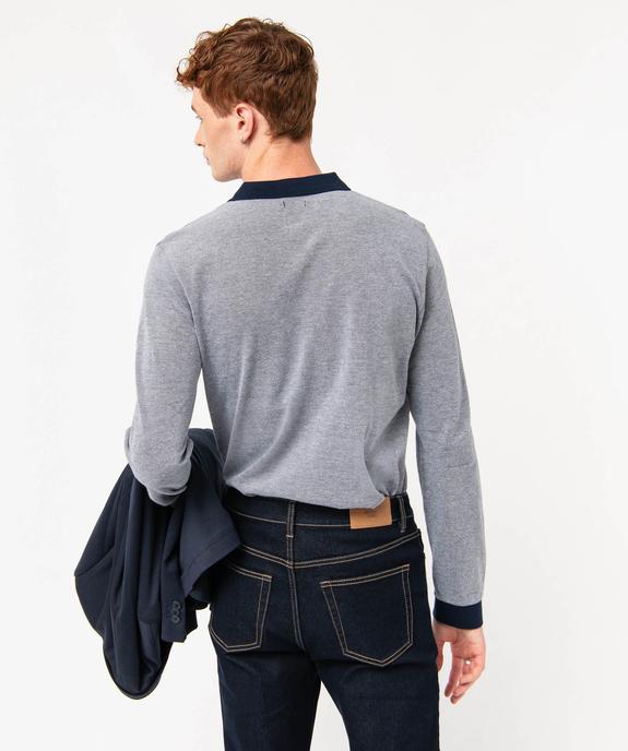 Polo à manches longues en maille piquée bicolore homme vue3 - GEMO (HOMME) - GEMO